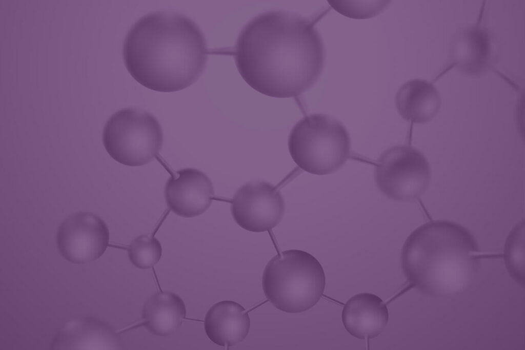 Imagem ilustrativa representando os peptideos, em um fundo roxo.