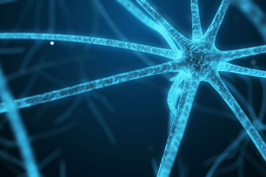 Imagem fictícia de uma célula do sistema nervoso